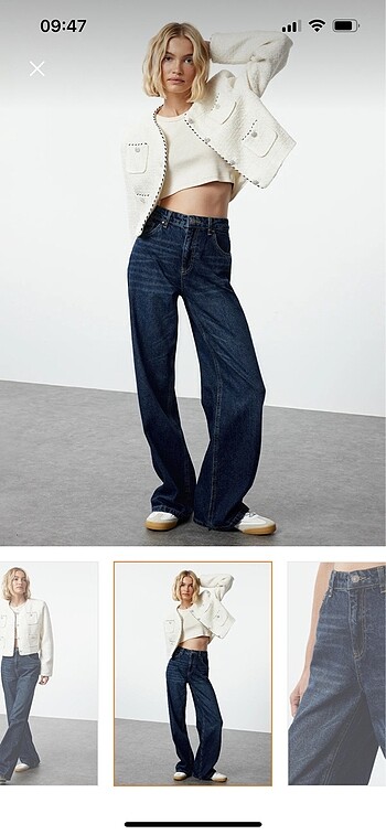 40 Beden lacivert Renk Trendyolmilla Koyu Mavi Yüksek Bel Wide Leg Jeans