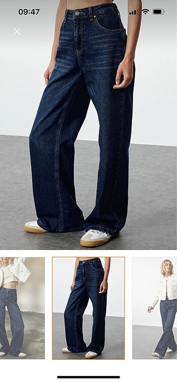 Trendyol & Milla Trendyolmilla Koyu Mavi Yüksek Bel Wide Leg Jeans