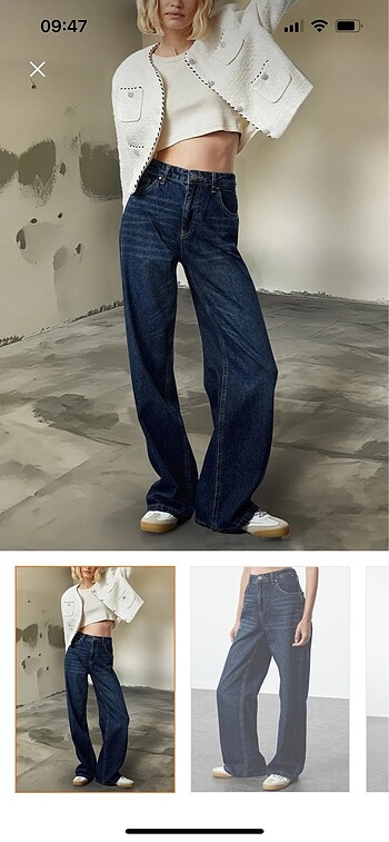 Trendyolmilla Koyu Mavi Yüksek Bel Wide Leg Jeans