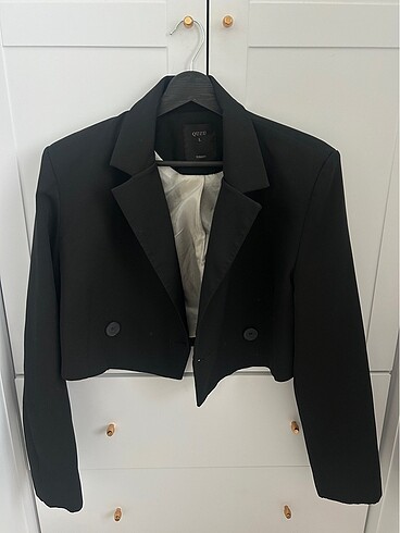 Siyah Crop Blazer Ceket
