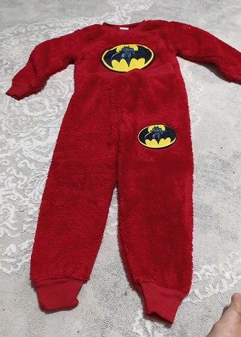 Kırmızı Erkek Çocuk Batman Peluş Pijama