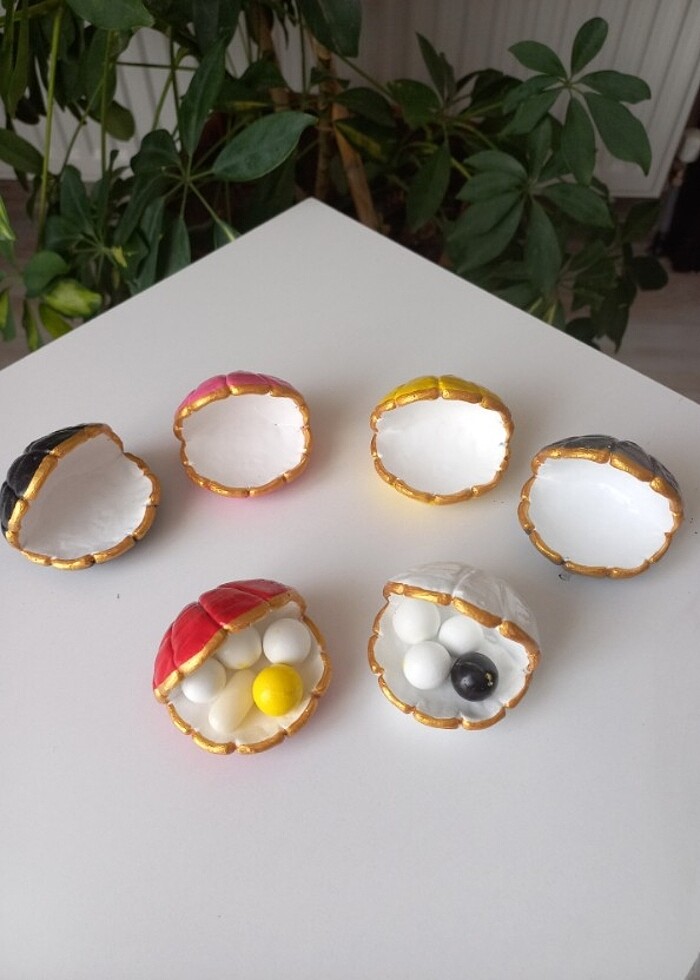 Çiçekli vazo,midye kabuğu lokumluk,kabak model lokumluk - Görsel 2