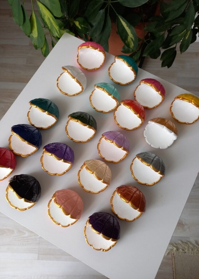 Çiçekli vazo,midye kabuğu lokumluk,kabak model lokumluk - Görsel 3