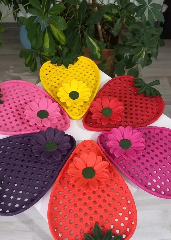 Çilek model sunum tepsisi , fincan , lokumluk takim  - Görsel 5