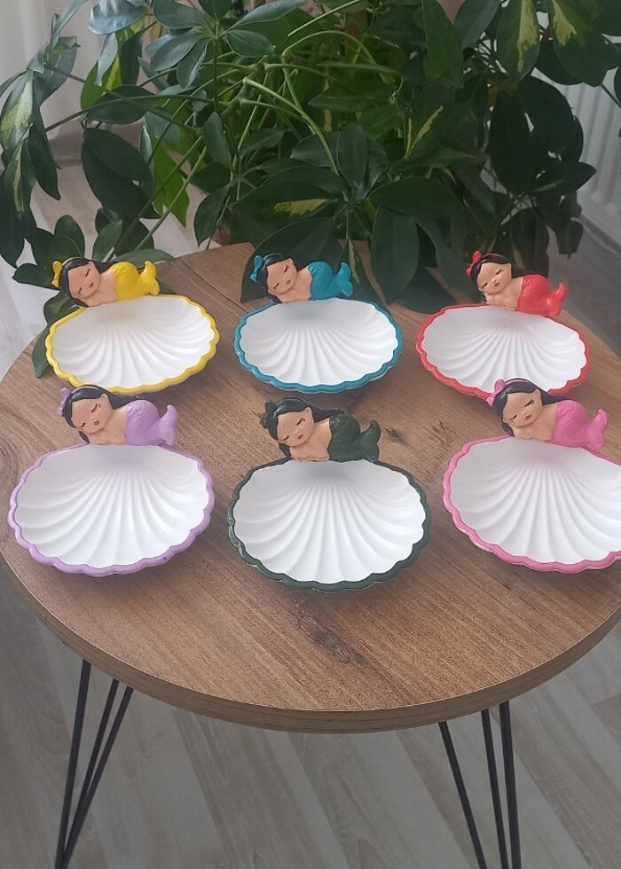 Deniz kızlı istiridye model lokumluk,cerezlik,fincan altlığı  - Görsel 2