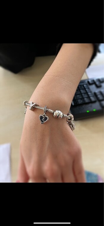 Beden Pandora Kayan Yıldız Kalp Çift Sallantılı Charm