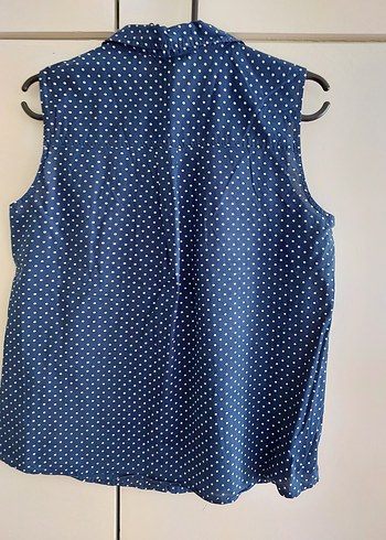 LC Waikiki Düğmeli, Kolsuz, Puantiyeli Denim Gömlek