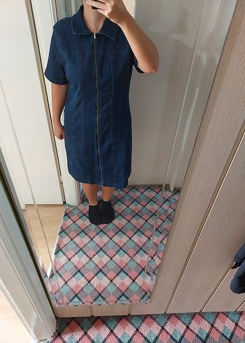 44 Beden Trendyolmilla Kısa Kollu Lacivert Denim Elbise