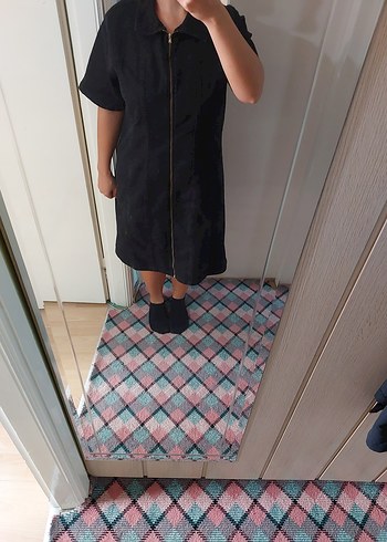 46 Beden siyah Renk Trendyolmilla Fermuarlı Siyah Denim Elbise