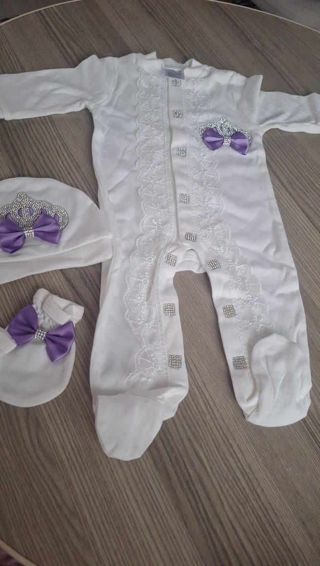 Lila Fiyonklu Bebek Hastane Kıyafeti - Görsel 5