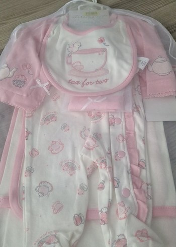 Pembe Dantel Detaylı Kız Bebek Takımı - Görsel 2