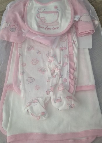 Pembe Dantel Detaylı Kız Bebek Takımı - Görsel 4