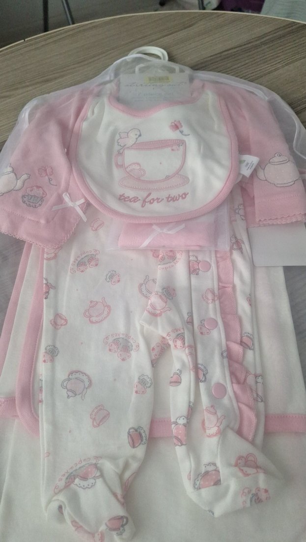 Pembe Dantel Detaylı Kız Bebek Takımı - Görsel 2