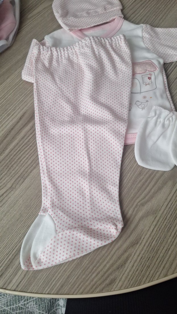 Pembe Nakışlı Bebek Kız Takımı Dantelli - Görsel 3