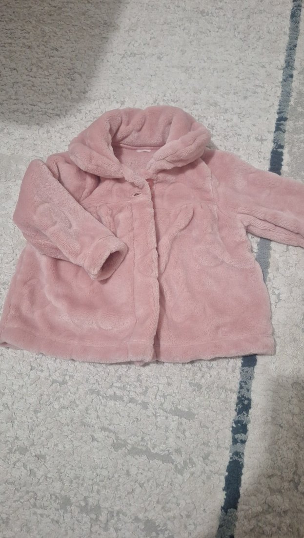 Kız Çocuk Pembe Kürklü Polar Ceket - Görsel 2
