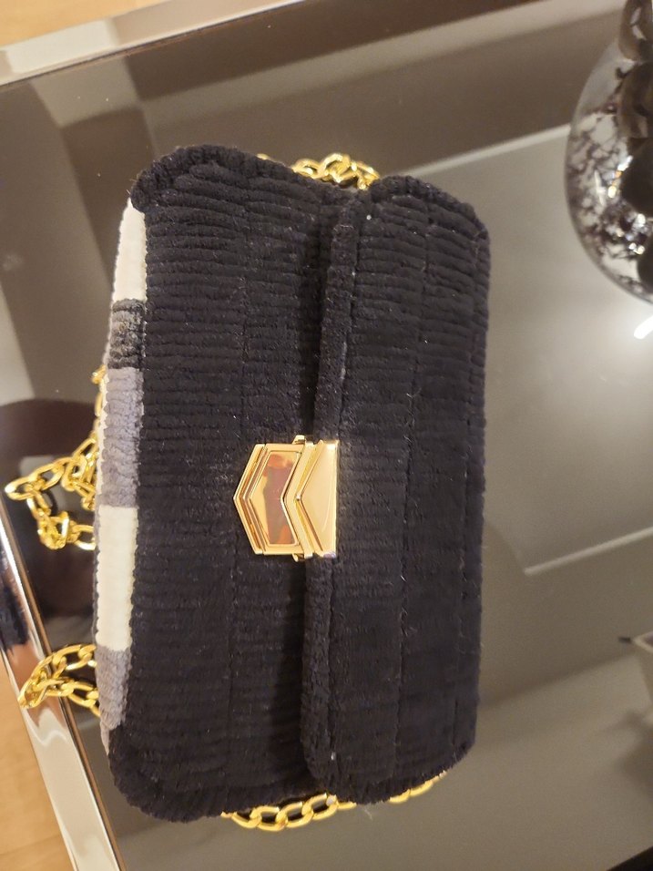 Siyah Kadın Zincirli Kumaş Çanta - Görsel 2