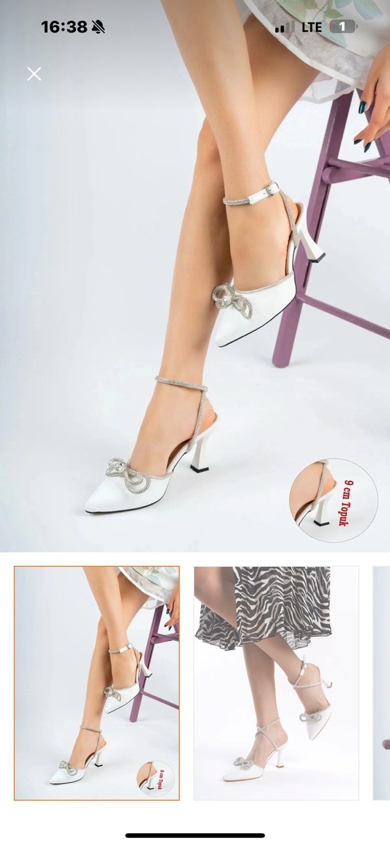 Beyaz Stiletto Topuklu ayakkabi ürün sıfır kutuyla ginderilecek - Görsel 3