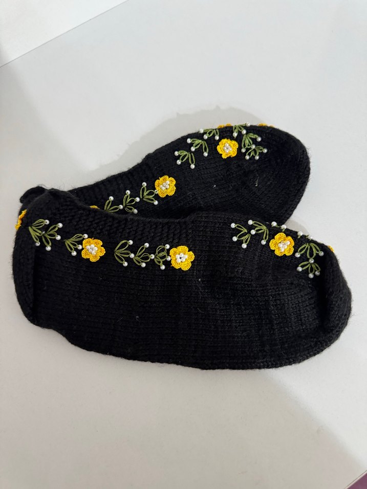 Sarı Nakışlı Kadın 5 mil patik - Görsel 2