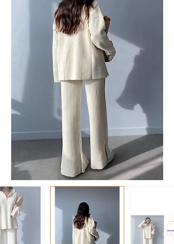 Beyaz Yün Kadın Triko Takım ekru hic kilanilamdi etkietli - Görsel 2