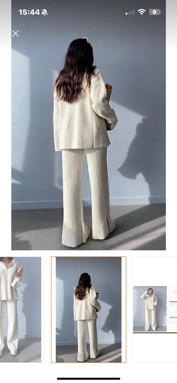 Beyaz Yün Kadın Triko Takım ekru hic kilanilamdi etkietli - Görsel 2