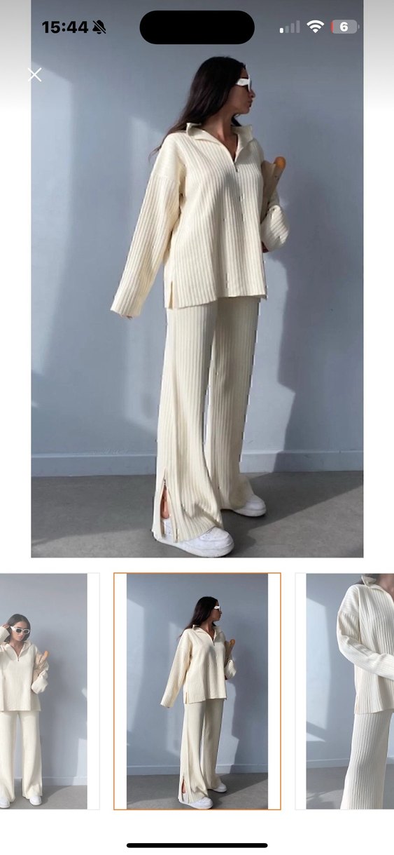 Beyaz Yün Kadın Triko Takım ekru hic kilanilamdi etkietli - Görsel 3