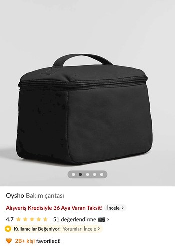 Oysho Siyah Fermuarlı Bakım Çantası