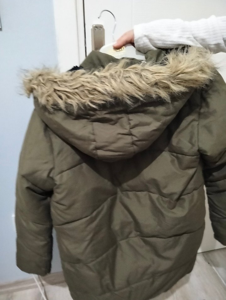 Koyu Yeşil Kadın Kürklü Kış Montu - Görsel 2