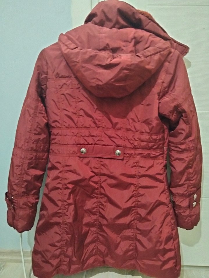 Bordo Kadın Uzun Fermuarlı Kışlık Mont - Görsel 3