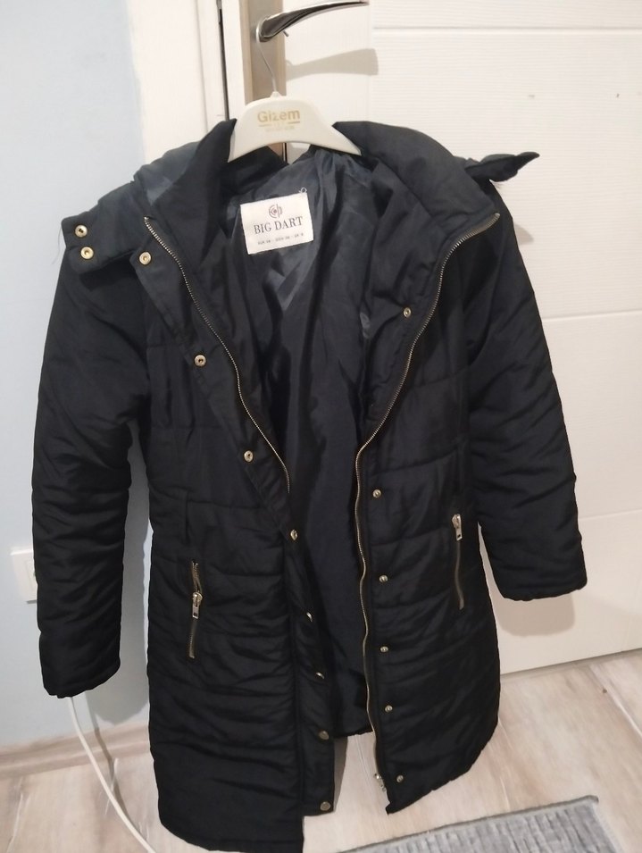 Siyah Kürklü Uzun Kadın Kışlık Mont - Görsel 3