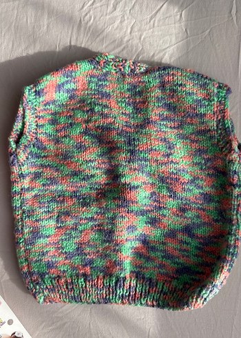 Renkli Örgü Kız Çocuk Süveter - Görsel 3