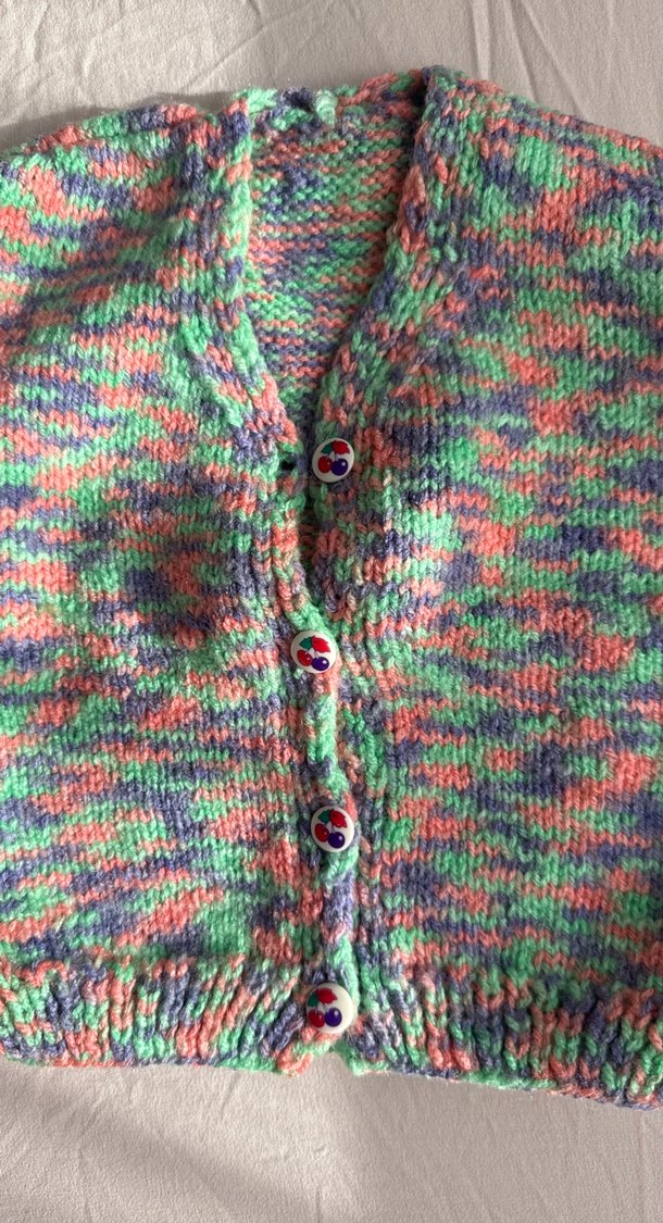 Renkli Örgü Kız Çocuk Süveter - Görsel 2