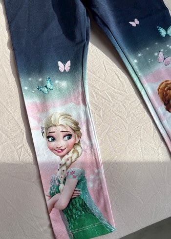 Kız Çocuk Baskılı Mavi Tayt - Görsel 2