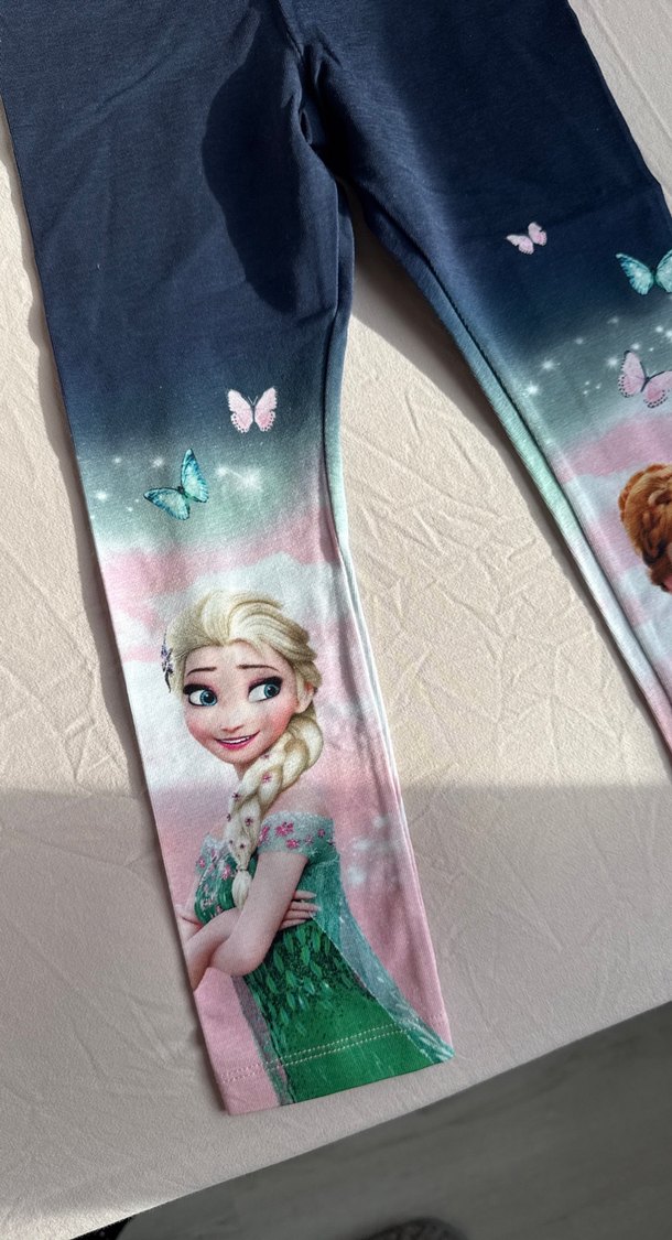 Kız Çocuk Baskılı Mavi Tayt - Görsel 2