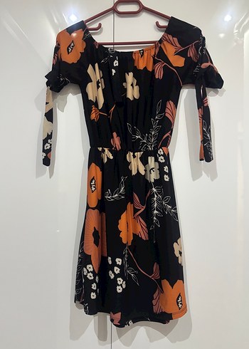 Çiçek Desenli Siyah Midi Bohem Elbise - Görsel 10