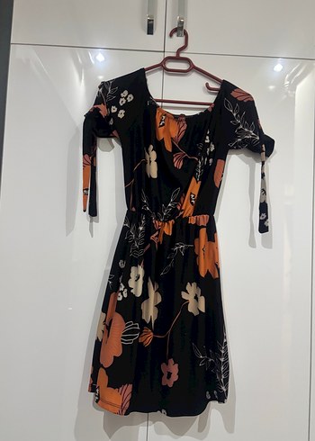 Çiçek Desenli Siyah Midi Bohem Elbise - Görsel 11