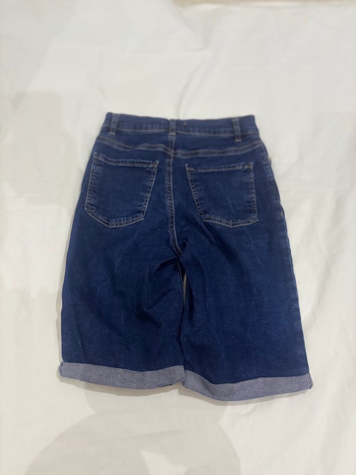 Lacivert Kadın Denim Şort, Salaş Kesim, Mini - Görsel 5