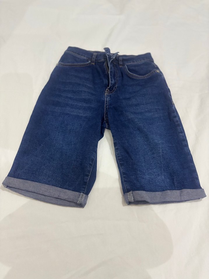 Lacivert Kadın Denim Şort, Salaş Kesim, Mini - Görsel 2