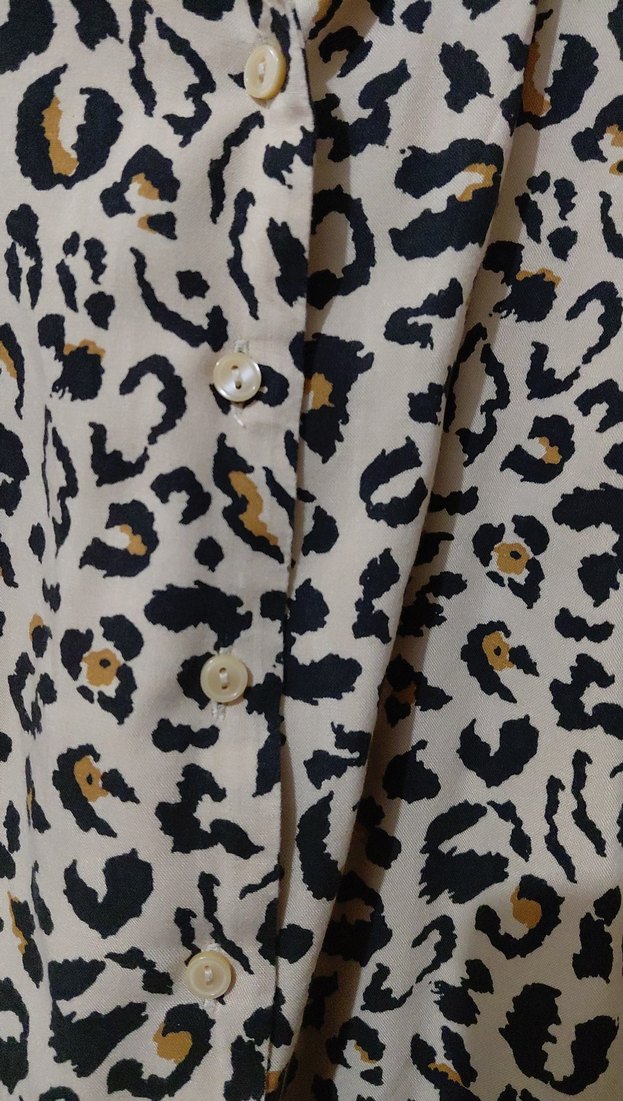 Düğmeli Leopar Desenli Kadın Gömlek - Görsel 2