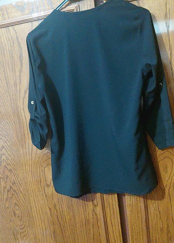 Siyah V Yaka Uzun Kollu  Gömlek - Görsel 5