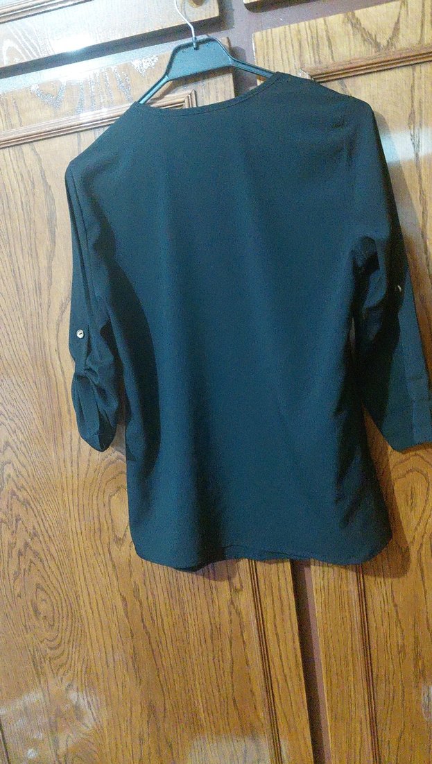 Siyah V Yaka Uzun Kollu  Gömlek - Görsel 5