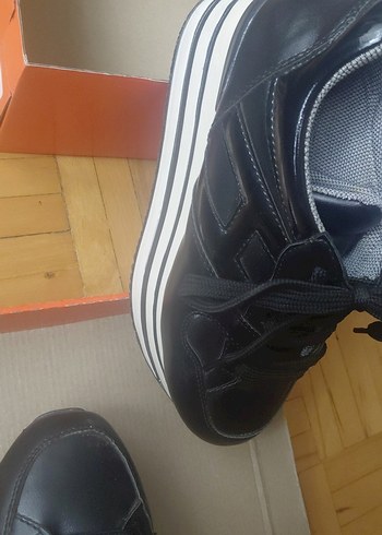 Siyah Gri Platform Topuklu Spor Ayakkabı 36 numara - Görsel 2