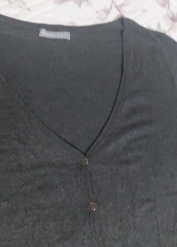 Gri V Yaka Düğmeli Kadın Hırka - Görsel 9