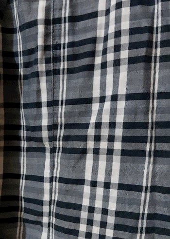 Gri Ekose Desenli Düğmeli Kadın Gömlek MAVİ DEN 42 BEDEN - Görsel 15