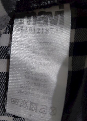 Gri Ekose Desenli Düğmeli Kadın Gömlek MAVİ DEN 42 BEDEN - Görsel 8