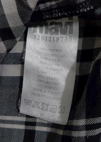 Gri Ekose Desenli Düğmeli Kadın Gömlek MAVİ DEN 42 BEDEN - Görsel 7