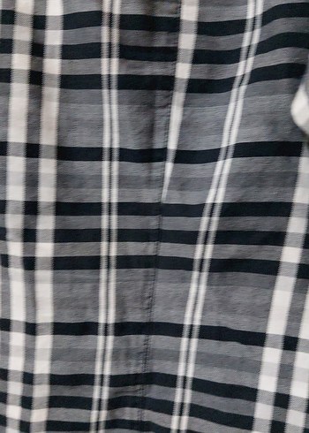 Gri Ekose Desenli Düğmeli Kadın Gömlek MAVİ DEN 42 BEDEN - Görsel 14