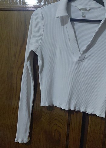 kırık beyaz Uzun Kollu V Yaka Kadın bluz H&M M BEDEN - Görsel 2