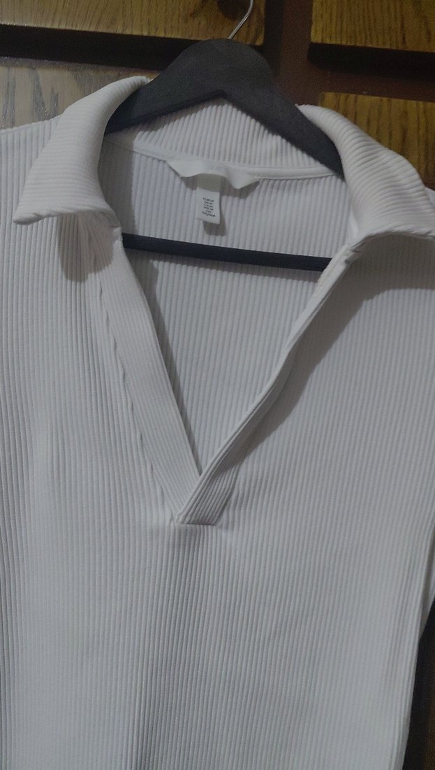 kırık beyaz Uzun Kollu V Yaka Kadın bluz H&M M BEDEN - Görsel 4