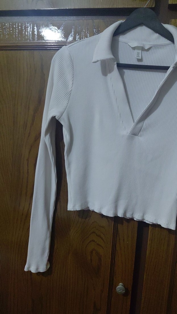 kırık beyaz Uzun Kollu V Yaka Kadın bluz H&M M BEDEN - Görsel 2