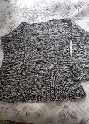 Gri Örgü Kadın yün Kazak - Görsel 2